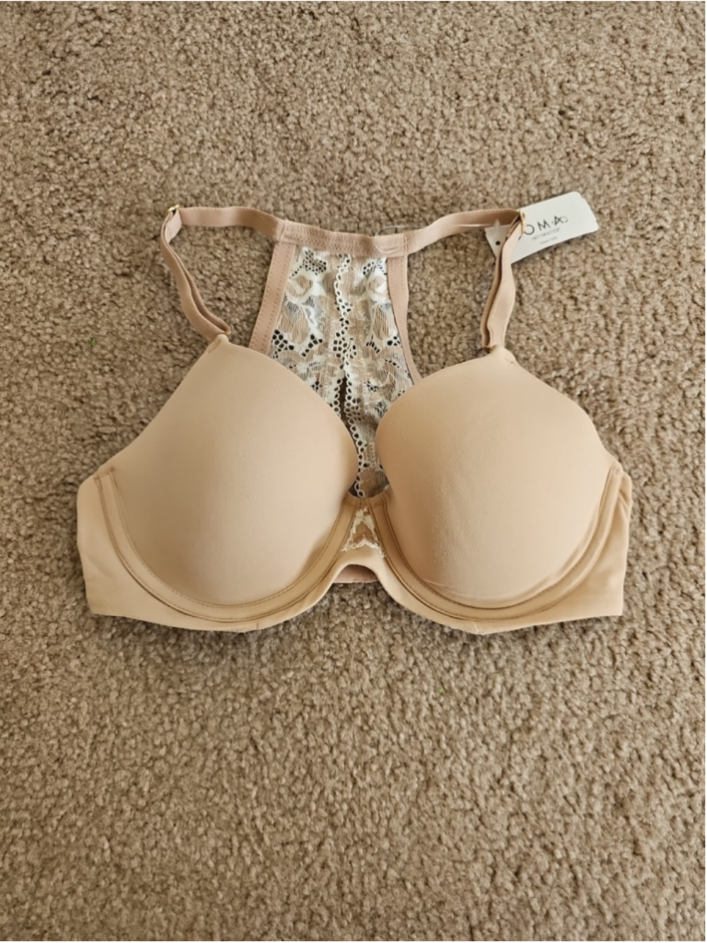 Soma Embraceable Signature Lace Perfect Coverage Racerback Bra Size 32D Nude